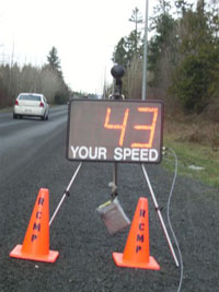 Speed reader board at roadside